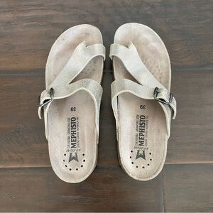 Mephisto Women's Helen Metallic Beige Sandals size 8-1/2 (EUR 39)